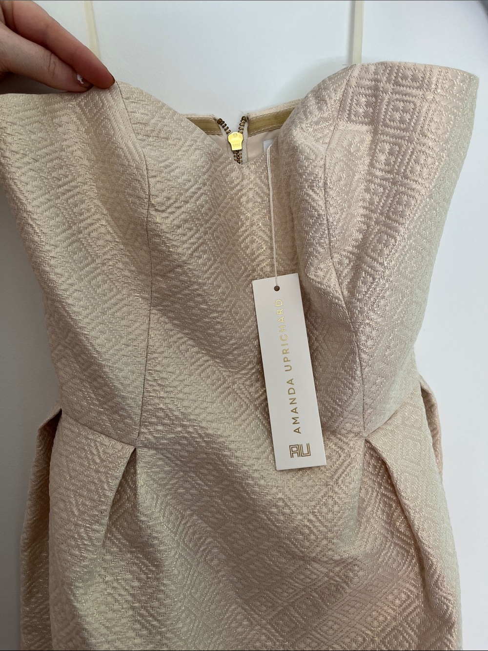 Strapless Textured Cream Dress Amanda Uprichard - Picture 2 of 4